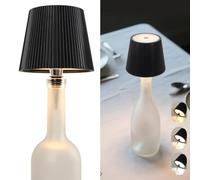 Beaeet Lampe de bouteille LED sans fil, tactile et réglable 3 couleurs, rechargeable par USB-C, design portable et décoratif pour chambre, terrasse, camping ou cadeau, Noir