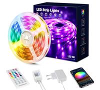 Beaeet Ruban LED 5m(30 leds/m), Bande LED 5050 RGB pour LED Chambre, avec Télécommande 40 Touches et Contrôle via APP Bluetooth, Idéal pour Noël, Mariage, Fête et Chambre (5m*1)