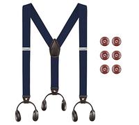 'Beaface Men's Braces Button End, Button Braces for Men Trousers Heavy Duty, Men Braces for Trousers with Buttons 1.4'' Wide Adjustable Elastic Y Shape'