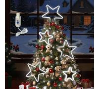 Beafaeur Guirlande Lumineuse Sapin de Noel Étoile, Décoration Noël Guirlande Lumineuse 2M avec 34 LED, 5 Etoiles Lumineux Noel 27/17 cm, avec Minuterie, 8 modes, Alimentation USB