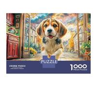 Beagle 1000 Pièces Beagle Courir Puzzle pour Adultes Carton Résistant Anti-Stress Stimuler l'esprit pour Passionnés avec Affiche Guide 52x38cm/1000pcs
