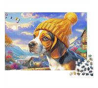 Beagle 1000 Pièces Casquette d'hiver Beagle Puzzle Adulte Impression HD Anti-Stress Stimuler l'esprit pour Débutants Livraison Rapide avec Affiche Guide 38x26cm/1000pcs