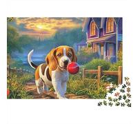 Beagle 1000 Pièces Puzzle Impossible Belle Décoration Familiale Beagle avec Boule Rouge Puzzles Jouets De Difficiles pour Adultes Et Enfants 70x50cm/1000pcs