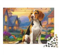 Beagle 1000 Pièces Puzzle Unique Belle Décoration Familiale Beagle en Retour dans Le Village Puzzles Jouets De Difficiles pour Adultes Et Enfants 38x26cm/1000pcs
