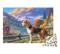 Beagle 1000 Pièces Puzzle Unique Belle Décoration Familiale Beagle Regarder Dehors Puzzles Jouets De Jeu pour Adultes Et Enfants 52x38cm/1000pcs