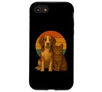 Beagle Cat Rétro Coucher de Soleil Pet Best Friends Coque pour iPhone SE (2020) / 7/8