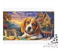 Beagle coloré dans Un verger en Fleurs - Puzzle de 1000 pièces - Cadeau et activité Amusants pour Adultes - 38 x 26 cm