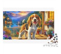 Beagle coloré sur Une Place pavée - Puzzle de 1000 pièces pour Adultes - Activité ludique pour Les Jours de Pluie - 38 x 26 cm