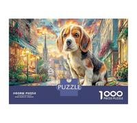 Beagle dans Une Ville colorée 1000 Pièces Coffret Puzzle Animal de Compagnie Urbain Puzzle Carton Premium - Anti-Stress Déco, Cadeau Femmes Hommes Enfants, Développement Cognitif 52x38cm/1000pcs