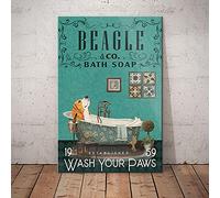 Beagle Dog Bath Soap Company Plaque en métal pour salle de bain, salon, amoureux des chiens 20,3 x 30,5 cm
