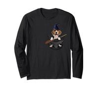 Beagle Dog in The Pocket Witch Hat Halloween Manche Longue