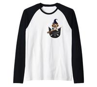 Beagle Dog in The Pocket Witch Hat Halloween Manche Raglan