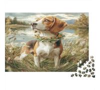 Beagle Dog Meadow View 1000 Piece Jigsaw Puzzle for Adults Paper Puzzle Game for Family Relaxing Focus Home Decor 38x26cm/1000pcs