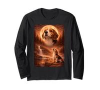 Beagle Howling At Moon Chien Mystique Vintage drôle Manche Longue