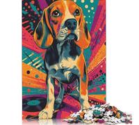 Beagle in Retro Style Retro Pop Art Beagle Portrait Puzzle 1000 Pieces Cadeau Unique Jeu Éducatif Challenge Toy À De Qualité Supérieure Peinture Art pour Adultes Et Enfants À Partir De 12 Ans 1000pc
