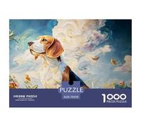 Beagle in The Style of Vangogh Oil Painting 1000 Pcs Carton Premium Coffret De Puzzles Impressionist Beagle Portrait Stimulant Et Éducatif Jeu Créatif Puzzles pour Adultes Et Enfants 70x50cm/1000pcs