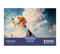 Beagle in The Style of Vangogh Oil Painting 1000 Pièces Carton Extra-épais Lot de Puzzles Impressionist Beagle Portrait Stimulant Et Éducatif Défi Unique Puzzles As Birthday Gifts 52x38cm/1000pcs