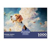 Beagle in The Style of Vangogh Oil Painting 1000 Pièces Carton Premium Lot de Puzzles Impressionist Beagle Portrait Anti-Stress Jeu Créatif Puzzles As Birthday Gifts 38x26cm/1000pcs