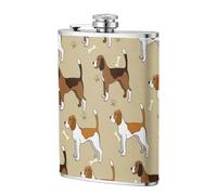 Beagle mignon et intelligent de dessin animé,Flasque de poche plate de 8 oz en acier inoxydable 304, idéale pour les activités de plein air.