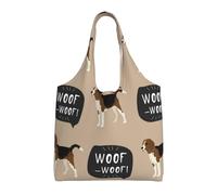 Beagle ouaf,Sacs fourre-tout réutilisables, sacs d'épicerie, sac à bandoulière en toile de grande capacité