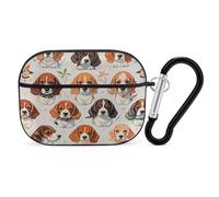 Beagle Patterns Organiseur pour écouteurs Airpods Pro résistant aux chocs avec mousqueton anti-chute pour Airpods Pro 2ème génération Noir