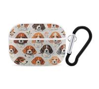 Beagle Patterns Organiseur pour écouteurs Airpods Pro résistant aux chocs avec mousqueton anti-chute pour Airpods Pro 2ème génération, blanc