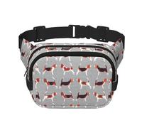 Beagle Patterns Sac banane tendance unisexe pour l'entraînement, la course, les voyages et la randonnée, Noir , Taille unique