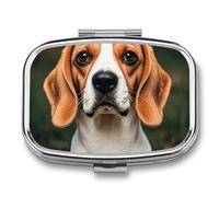Beagle Pilulier carré portable avec 2 compartiments pour vitamines, sac à main et voyage