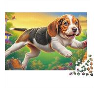 Beagle Puzzle 1000 Pièces Carton Premium Running en Ville pour Couples, Entraînement De Concentration, Loisir en Intérieur, pour Habitants D’Appartements 52x38cm/1000pcs