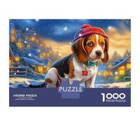 Beagle Puzzle 1000 Pièces Carton Résistant Adulte Beagle avec Un Chapeau Loisir Week-End Pièces Solides Texture Lisse sans Poussière Concentration 52x38cm/1000pcs