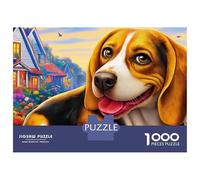 Beagle Puzzle 1000 Pièces Très Bonne Qualité Senior Portrait d'un Beagle Heureux Cadeau Fin D'année Activité Solo Impression Nette Carton Résistant 38x26cm/1000pcs