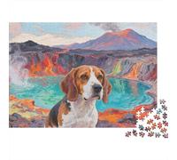 Beagle Puzzles pour Adultes 1000 Pièces Chien Mignon Jeu Éducatif Jouets Défi Artisanat Cadeau Famille Décoration Intérieure Adultes & Enfants des 14 Ans 1000pcs (75x50cm)