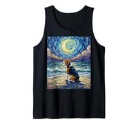 Beagle Starry Night Dog at The Beach Illustration Débardeur