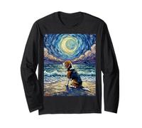 Beagle Starry Night Dog at The Beach Illustration Manche Longue