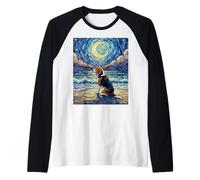 Beagle Starry Night Dog at The Beach Illustration Manche Raglan