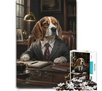 Beagle Suit Office Desk Puzzle Image Bois, Adulte, 1000 pièces | Le repérage visuel et le tri - un loisir concentré autour de la table à son propre rythme.