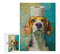 Beagle with Toilet Paper Roll Hat-1 Puzzle 1000 Pièces Educa Jouet en Bois Cadeau Unique Décoration Intérieure Jeu Éducatif Challenge Toy Adultes Et Enfants À Partir De 14 Ans 500 PCS
