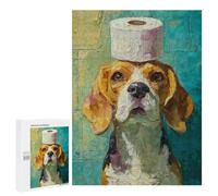 Beagle with Toilet Paper Roll Hat Puzzle 1000 Pièces Educa Jouet en Bois Cadeau Unique Décoration Intérieure Jeu Éducatif Challenge Toy Adultes Et Enfants À Partir De 14 Ans 500 PCS