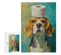 Beagle with Toilet Paper Roll Hat Puzzle 1000 Pièces Educa Jouet en Bois Cadeau Unique Décoration Intérieure Jeu Éducatif Challenge Toy Adultes Et Enfants À Partir De 14 Ans 300 PCS