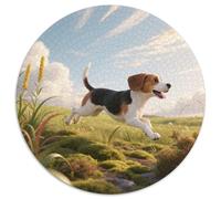 Beagle1000 Pièces Puzzles pour Adultes Et Enfants Animal de Compagnie chienPuzzle Rond, Jeu D'Intelligence, Art, Jouets Éducatifs, Difficile, Impossible1000pcs (67.5x67.5cm)