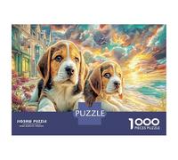 Beagles dans Une lumière colorée 1000 Pièces Pack Puzzle Animal de Compagnie rêveur Puzzle Classique Carton Premium - Anti-Stress Déco Murale, Cadeau Femmes Hommes Seniors Passionnés 52x38cm/1000pcs