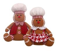 BEAHING 2 pièces en Peluche Bonhomme en Pain d'épice 9, 5 Pouces, Animaux en Peluche de noël Mignons pour décoration de Sapin noël, décoration Table fête, Gingembre