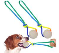 BEAHING 2 pièces Qui Brillent dans Le Balle pour Chien, Balle Lumineuse pour Chien de 2 Pouces avec Corde de 11, 4 Pouces, Jouet en Caoutchouc pour Chiens Petite, et Moyenne Taille, s'allument