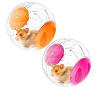 BEAHING 2pcs Hamster Ball 12cm Plastique Transparent Baule d'exercice de Hamster pour Les Petits Animaux pour soulager l'ennui et Augmenter l'activité des balles de Course d'activité Hamster Orange