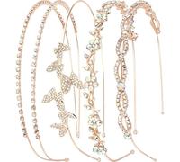 BEAHING 4 pièces bandeau en strass, bandeaux de mariée en or rose bandeaux bling élégants pour femmes accessoires de cheveux mariage en cristal pour femmes filles, bling pour