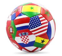 BEAHING Ballon de Football Taille 5, 8.5 Pouces, Drapeau National, imperméable en PVC, pour Jeunes Adultes, pour la Pratique de l'entraînement des Jeux Ligue ou