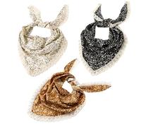 BEAHING Bandeau Bandana Floral 3 pièces, Grand Foulard Triangulaire avec Bord en Dentelle, Accessoire de Mode élégant pour Femmes, 34, 3x14, 6 Pouces