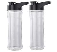 BEAHING Blender Cup, 2pcs Blenders Bottle, 20oz Clear Plastic Sport Water Bottle avec Couvercle, utile et Pratique pour Les Voyages, Le Camping, la randonnée