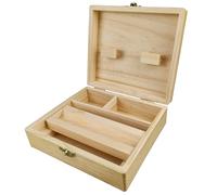 BEAHING Boîte de rangement en bois avec serrure en métal, boîte à rouler à 3 compartiments avec plateau, 6, 7x5, 9x2, 4 pouces pour le stockage de cigares, tabac et bijoux