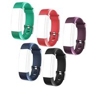 BEAHING Bracelet de montre intelligente, 5 pièces/ensemble de bracelets remplacement réglables pour ID115Plus HR Fitness (noir, rouge, bleu, vert, violet)